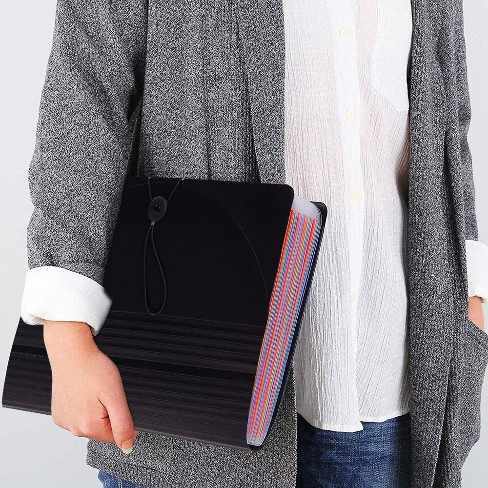 A4 Size 24 Pockets Expanding File Folder With Expandable Cover Portable Document Organizer Desktop Plastic Receipt Paper Folders