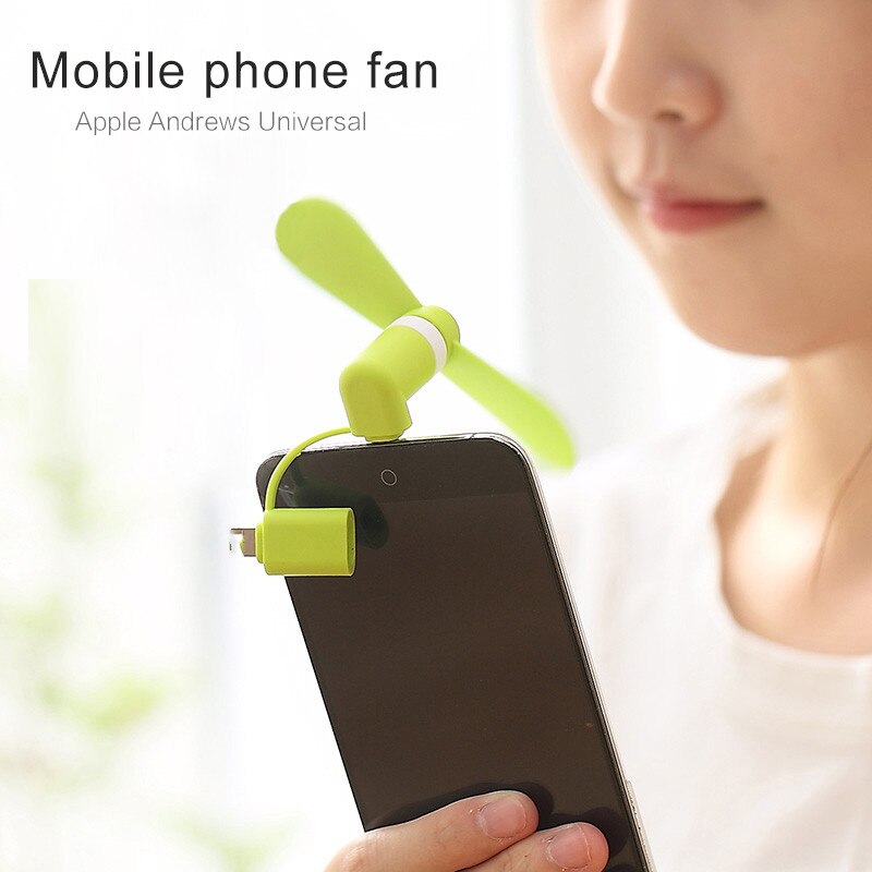 Mini portátil 2 em 1 ventilador do telefone móvel micro adaptador usb tipo de smartphone para iphone android micro handheld ventilador de refrigeração celular