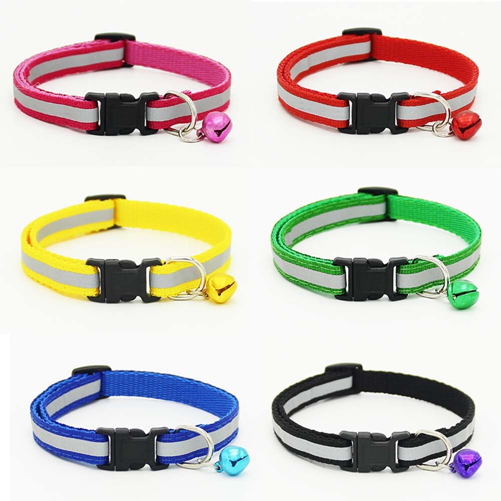 Pet Cat Dog Collar Nylon Strap Bell Reflective Collar Adjustable Collar Dog Puppy Necklace Pet Cat Safe Leash Accessories