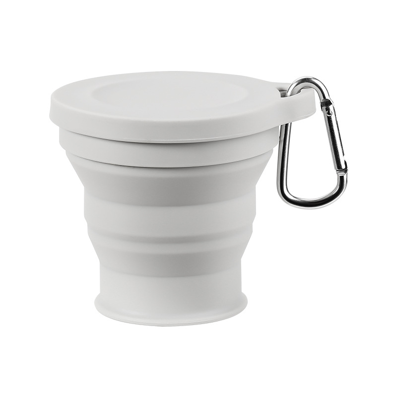 Tasse pliante de 180ml, Mini tasse rétractable en Silicone, tasse à thé Portable, café de voyage en plein air, tasse à boire télescopique avec couvercle: WHITE