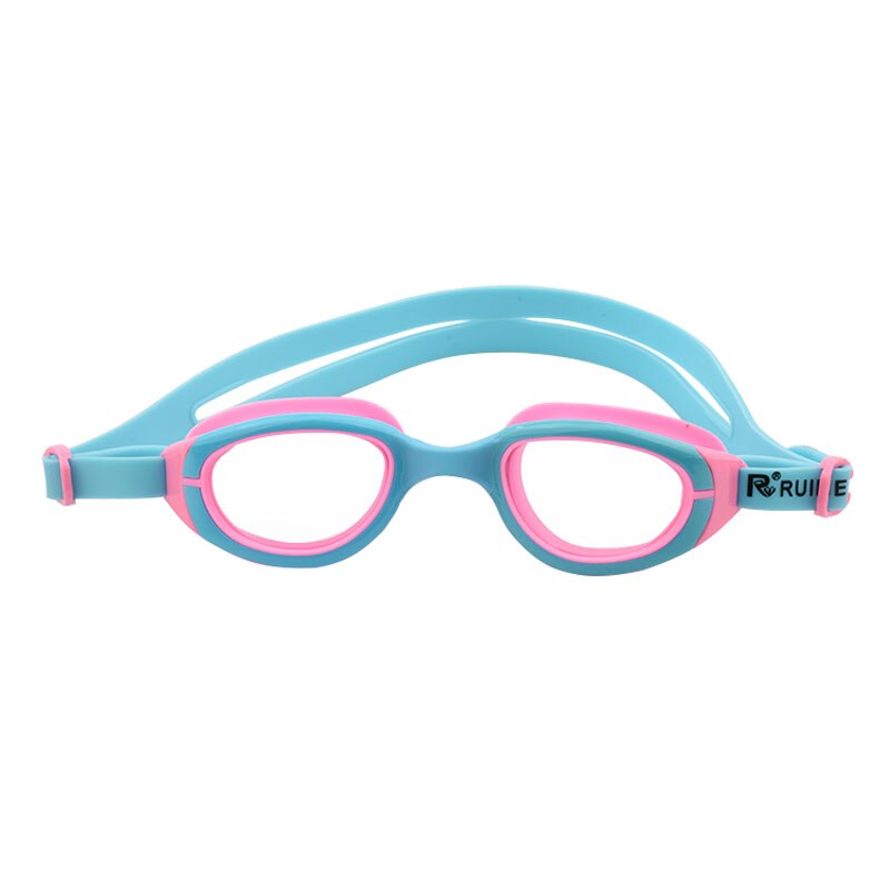Gafas de natación a prueba de agua para niños y niñas, lentes profesionales transparentes de silicona para piscina: Sky Blue with Pink