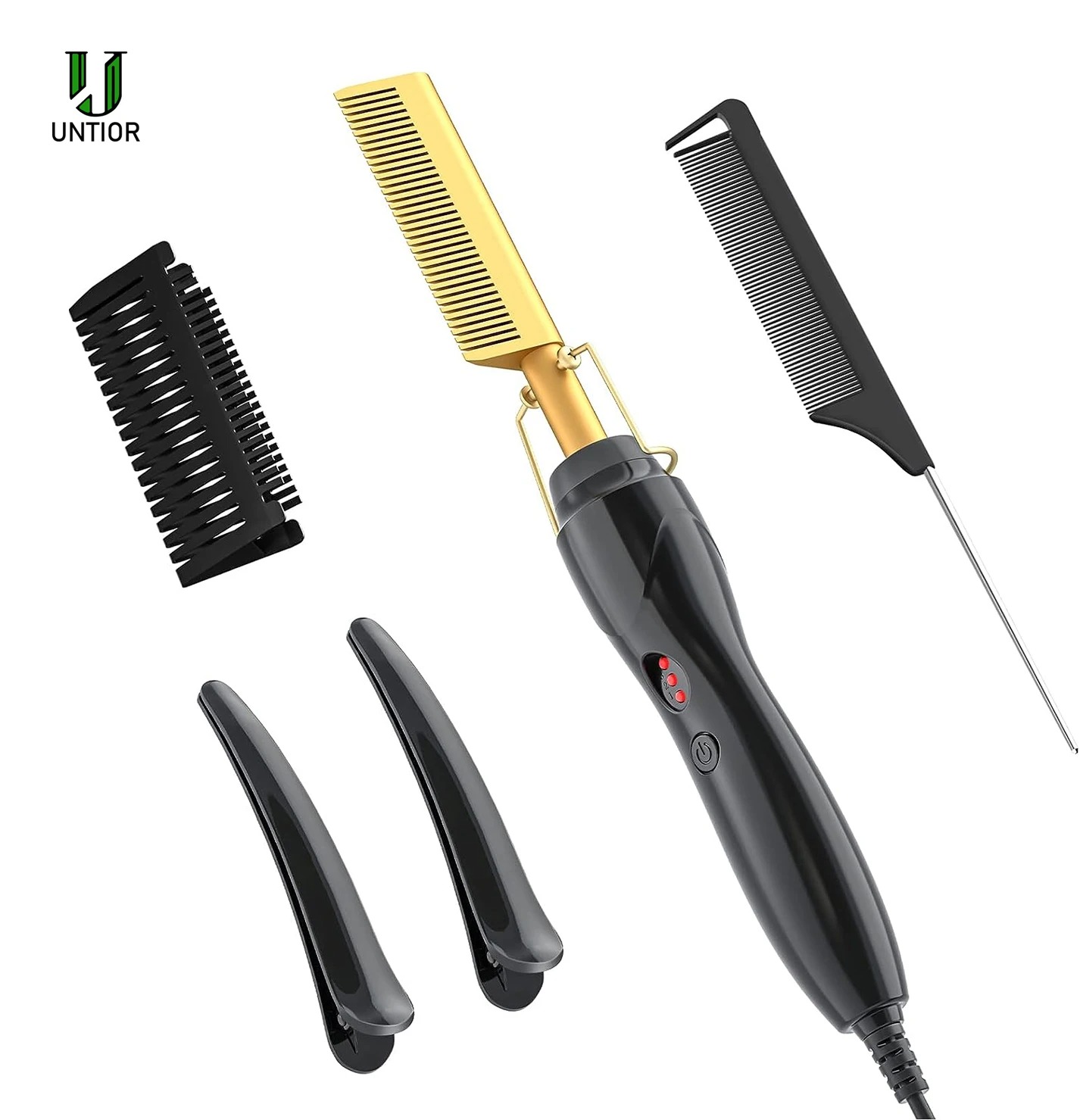 UNTIOR Dry And Wet Straight Hair Curling Copper Comb Bangs Straight Hair Electric Heating Curling Comb Hair Comb