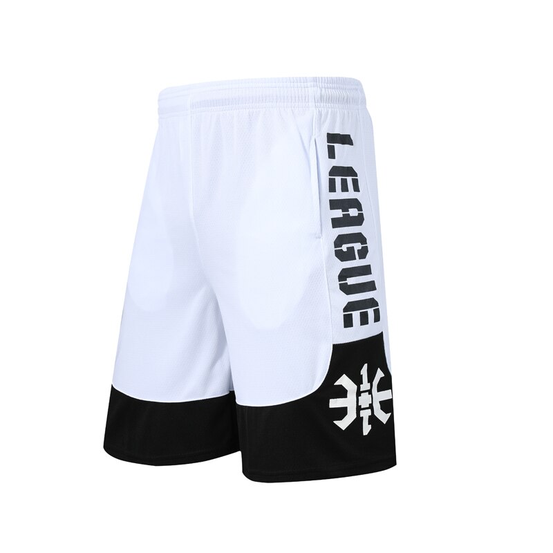 Mens Basketball Gym Workout Athletic Shorts With Pockets Breathable: White / XXL