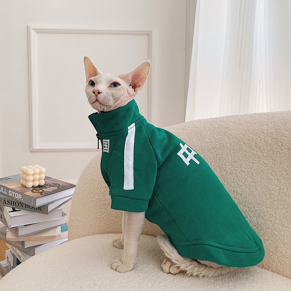 Direct Selling Winter Warm Sphynx Cat Clothes China Letter Hoodies Clothing For Kitten Sphint Jacket Coat Pet Clothes