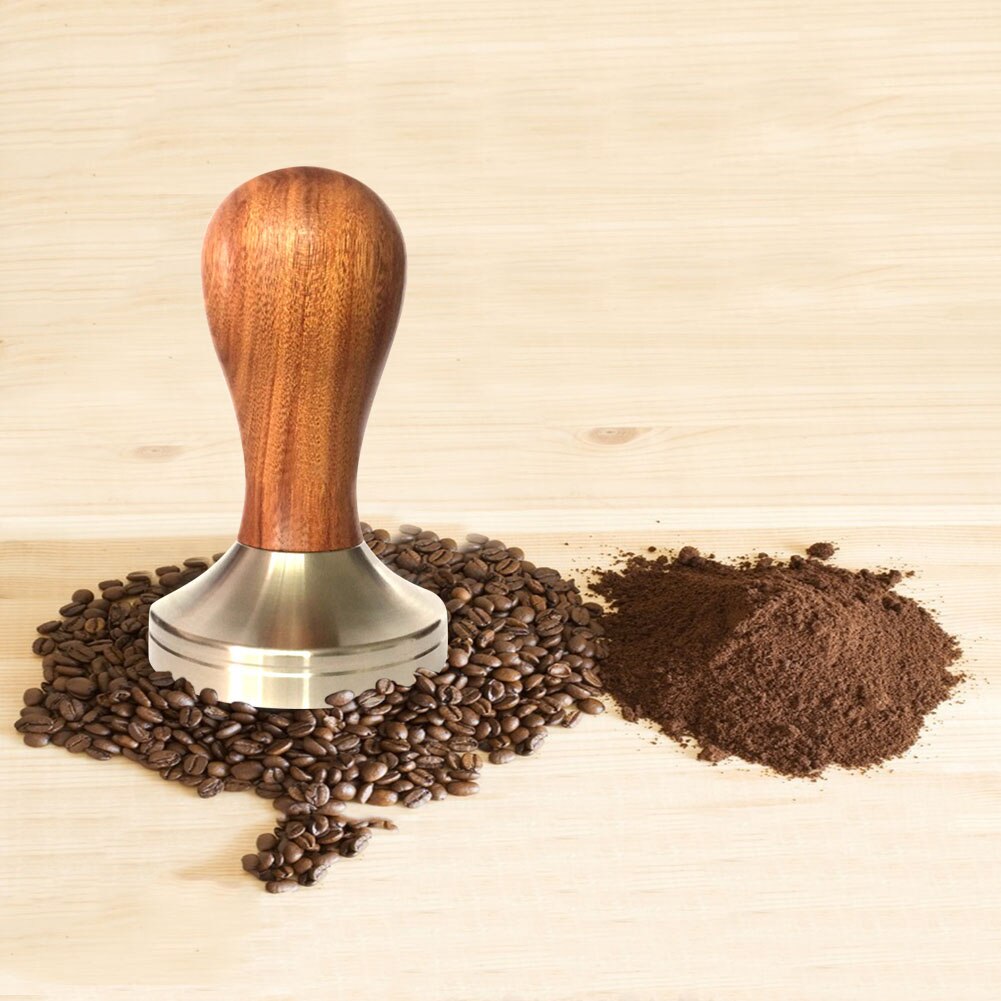 Houten Espresso Koffie Tamper 51 Mm/58 Mm Rvs Flat Base SNO88