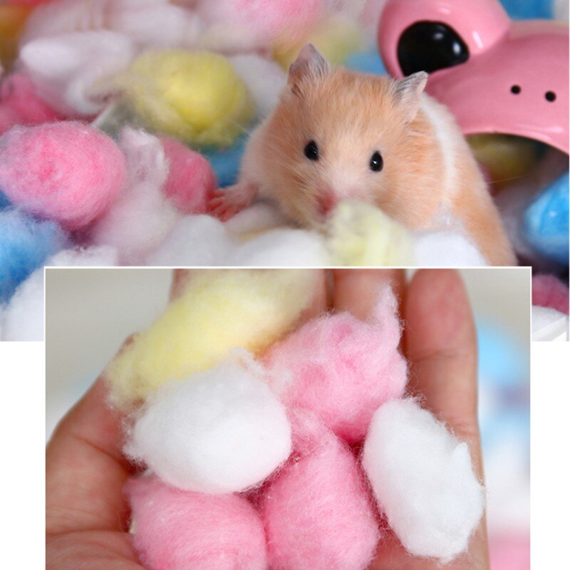100pcs Natural Cotton Balls Small Animal Breathable Warm Hamster Cage House Filler Supply
