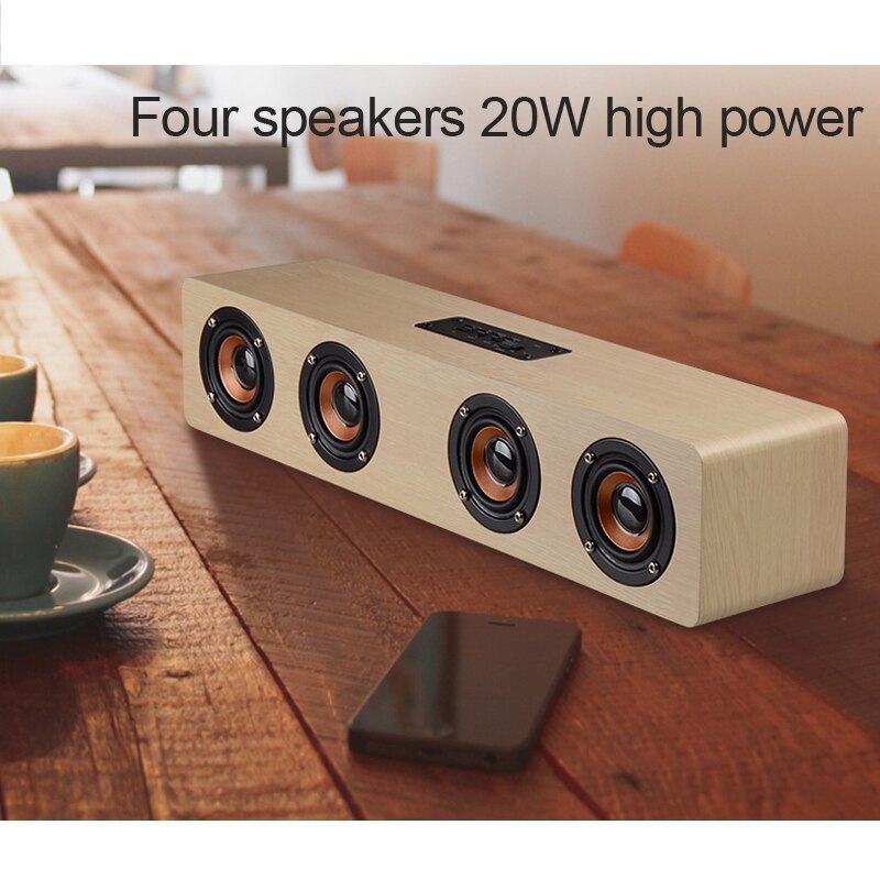 Vier Luidsprekers High-Power Home Theater Speakers, Draagbare Bluetooth Draadloze Luidsprekers, Houten Sound Bar Subwoofer, extra Usb
