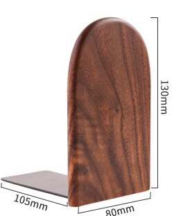 Beech Black Walnut Solid Wood Bookend Office Student Wooden Bookend Simple Bookend: 8