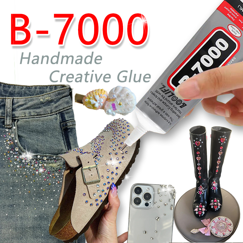 B7000 Glue, Handy-Bildschirmkleber, geeignet für Schmuck, Hausbau-Modelle, Trockenblumen, Holzrahmen, Stoffe, Pappe, Wollstoffe, universelle Bastelarbeiten, kreativer, weicher Kleber, Anti-Verstopfungs, 110ml