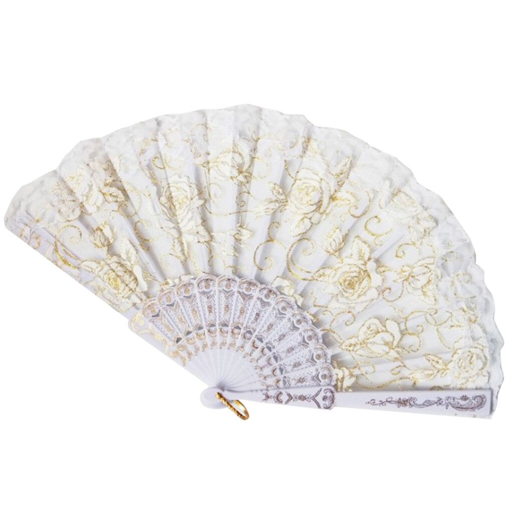 Vouwen Fans Bloemen Chinese Stijl Hollow Dance Wedding Hand Fans Schilderen Lace Silk Folding Handheld Bloemen Fans Abanico: C