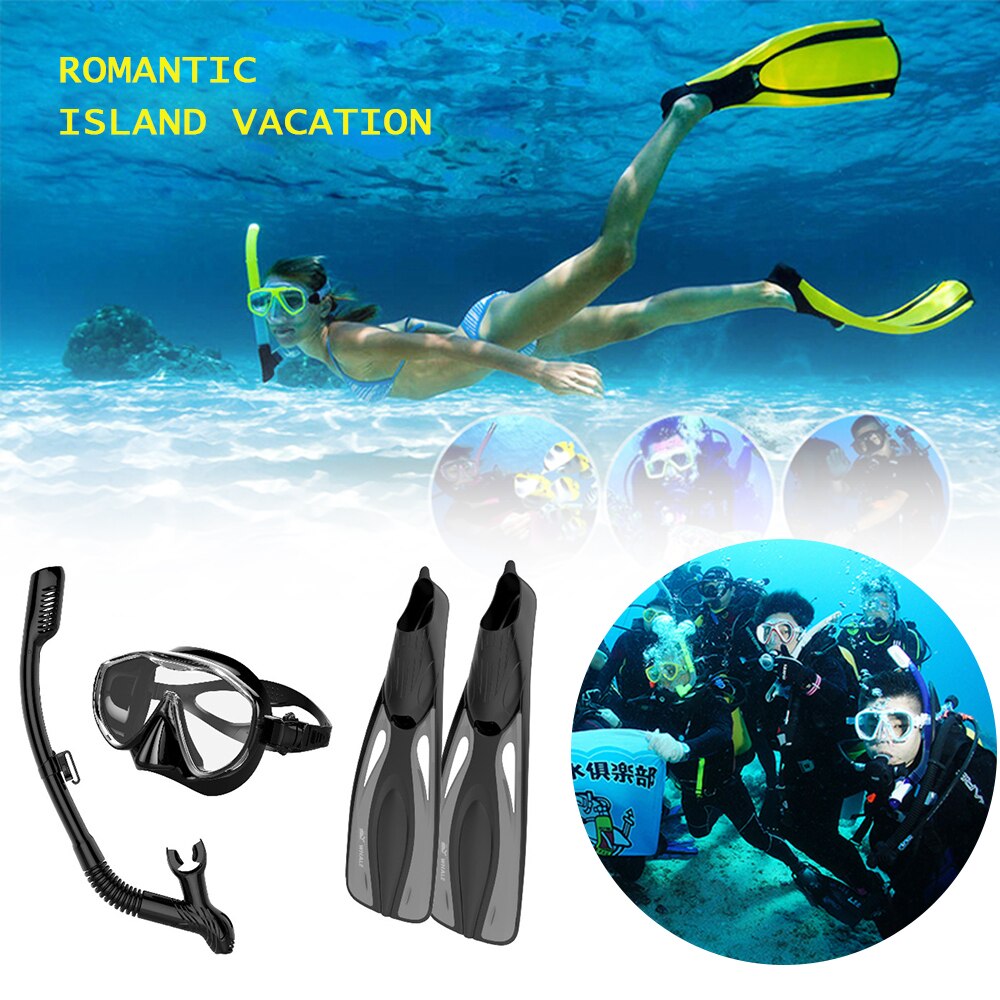Snorkel Goggles Flippers Set Snorkeling Glasses Swimming Fins Scuba Snorkelling Gear Package scuba mask underwater mask