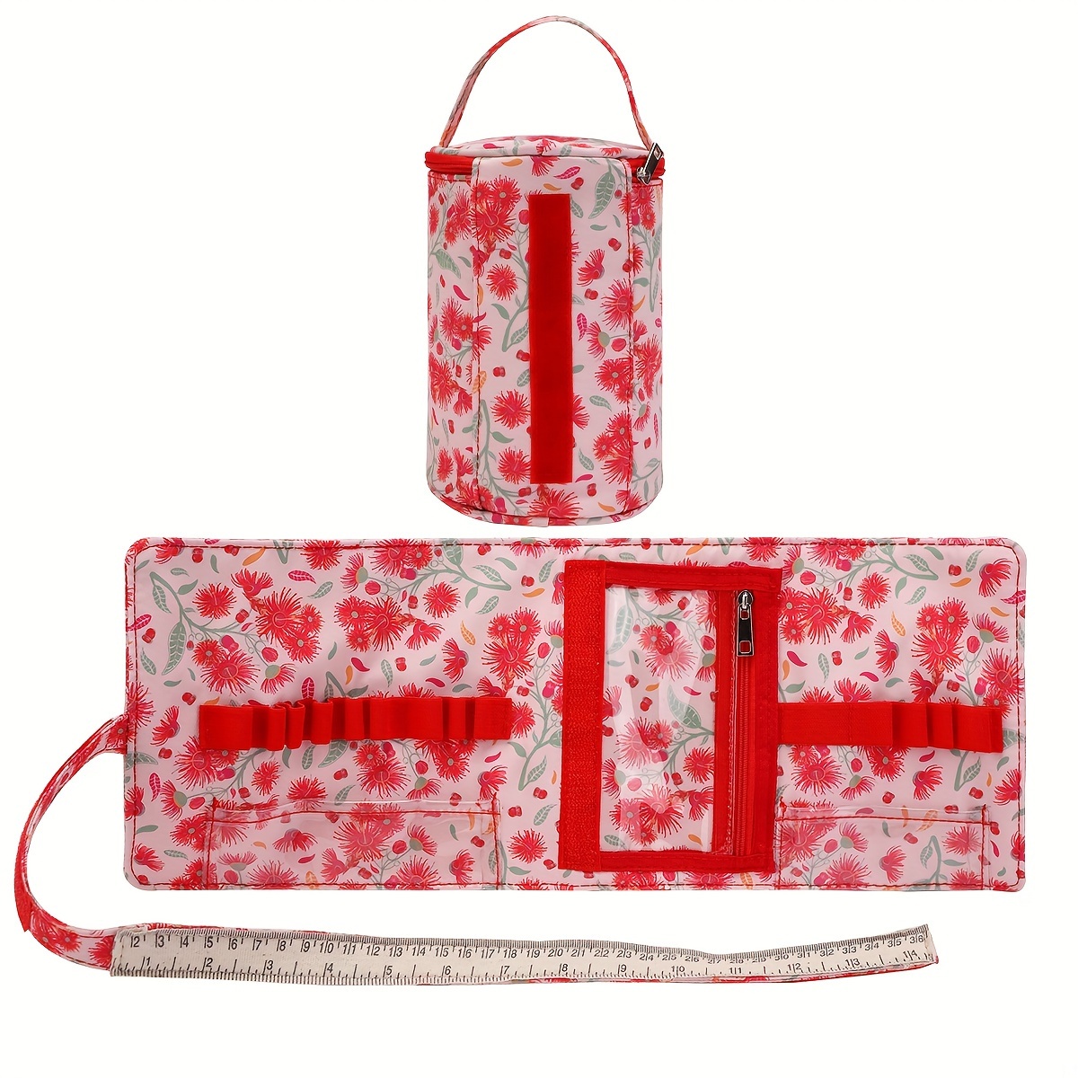 QZLKNIT Fashine Small Yarn Storage Bag Portable Knitted Wool Bags Foldable Cerchet Hooks Bags for Sewing Tools Accessories: Burgundy