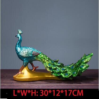 Originele Hars Pure Groene Phoenix Beeldje Pauw Decor Vogel Standbeeld Kantoor Thuis Ambachten Decoratie Dier Sculptuur Ornament: E