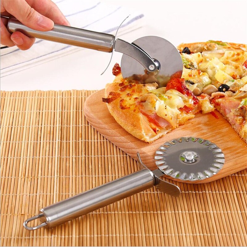 Pizzasnijder Enkele Roller Pizza Mes Cutter Gebak Pasta Deeg Crimper Keuken Pizza Gereedschap