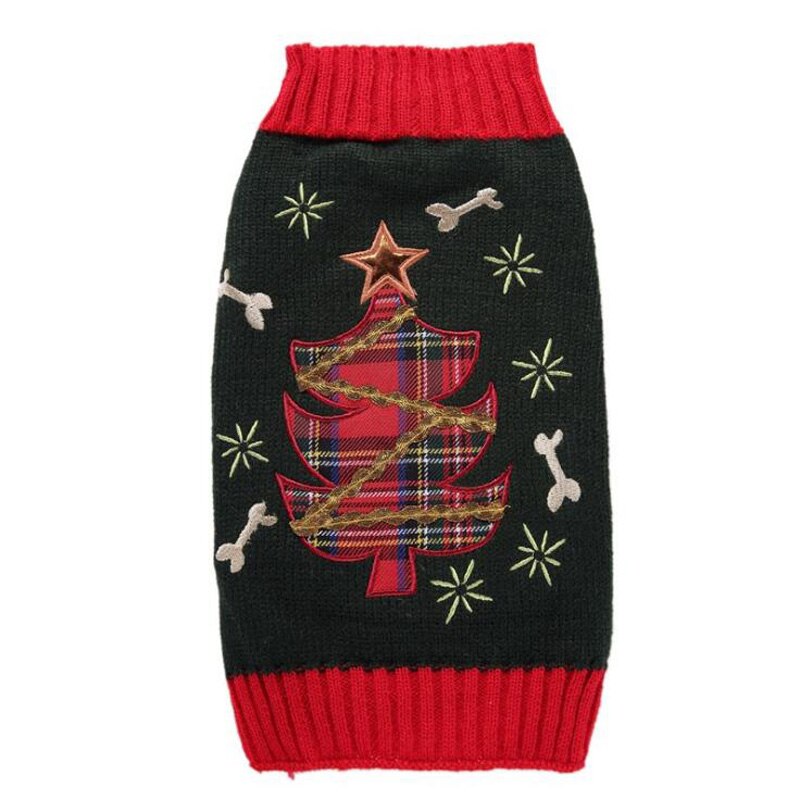 Kæledyr juletræ sweater tøj varm kat hund jumper jakke tøj hvalp strikning hæklet frakke til små store hunde kostume: Xl