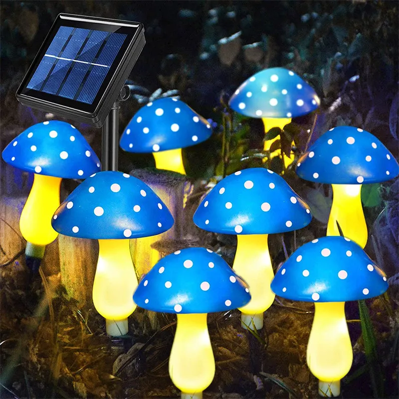 Piquets de champignons solaires lumières lampes agariques extérieures 8 Modes d'éclairage mariage cour Patio champ de neige pelouse décoration de rue: RGB