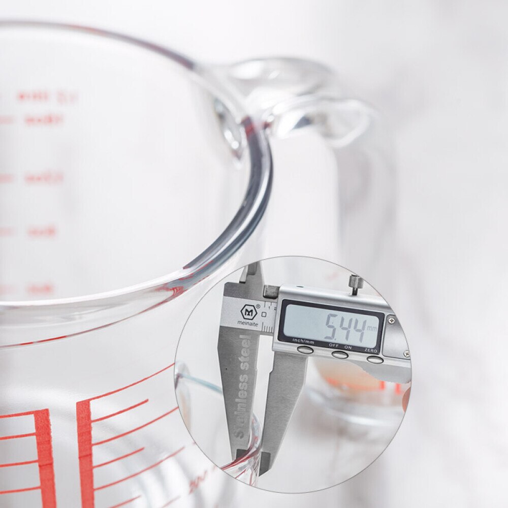 High-end 500 ml (0.5 liter , 2 kop), hærdet glas målebæger klar