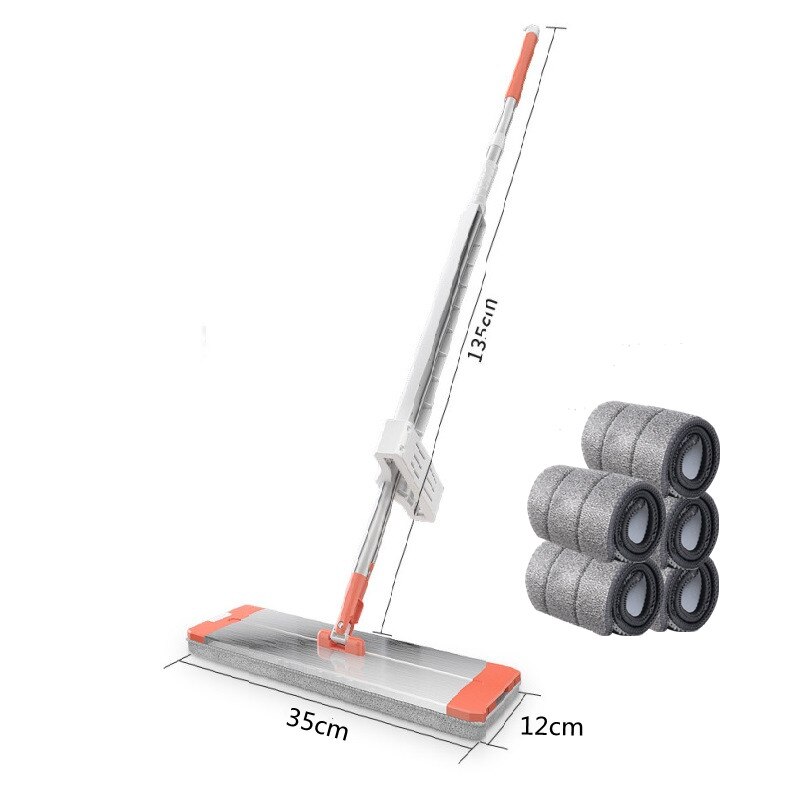 Aluminium Mopp Kopf für Waschen Boden Squeeze Besen für Haus und Küche Reinigung Flache Magie Spin Lappen Blitz bietet: 35cm within 6 pads