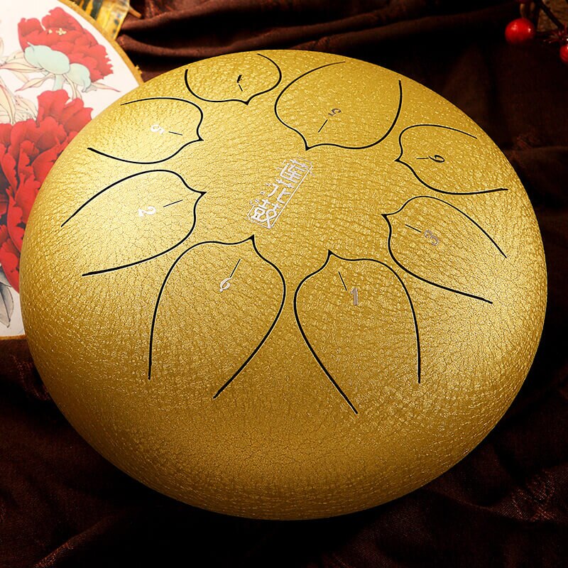 Hluru TL08-08 drum F tone Lavender mini hanpan pentatonic musical instrument steel tongue drum tank drum percussion instrument: Golden