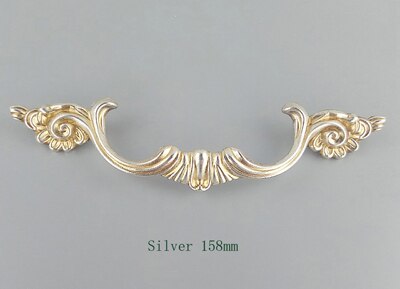 Antique Silver Bronze Furniture Handles Kitchen Cabinets Door Knob Pull Drawer Wardrobe Cupboard Shoe Closet Dresser Pull Handle: Silver 158mm