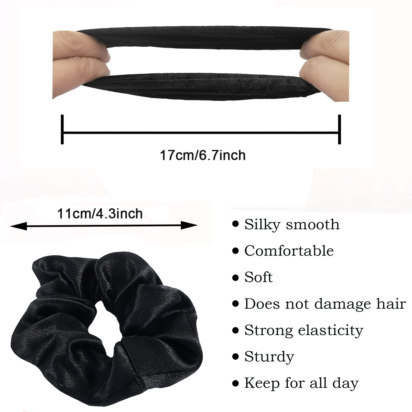 5 unids/lote Boo-tiful Scrunchies de satén de seda banda para el cabello de goma elástica grande coleta para mujer y niña accesorios para lazos para el cabello al por mayor