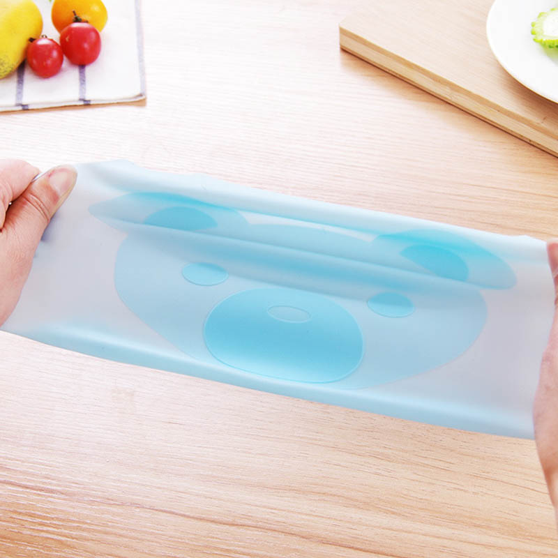 Zeer rekbare voedselverpakking met rekdeksel, schattige kleine beer, herbruikbaar, houdt voedsel vers, geschikt voor levensmiddelen, multifunctioneel, siliconen afsluitdeksel