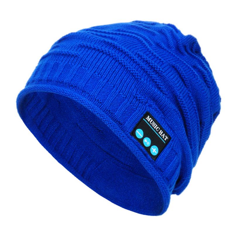 Auriculares inalámbricos con Bluetooth, diadema deportiva para música, gorro inteligente, gorro de invierno con altavoz para teléfono inteligente: blue
