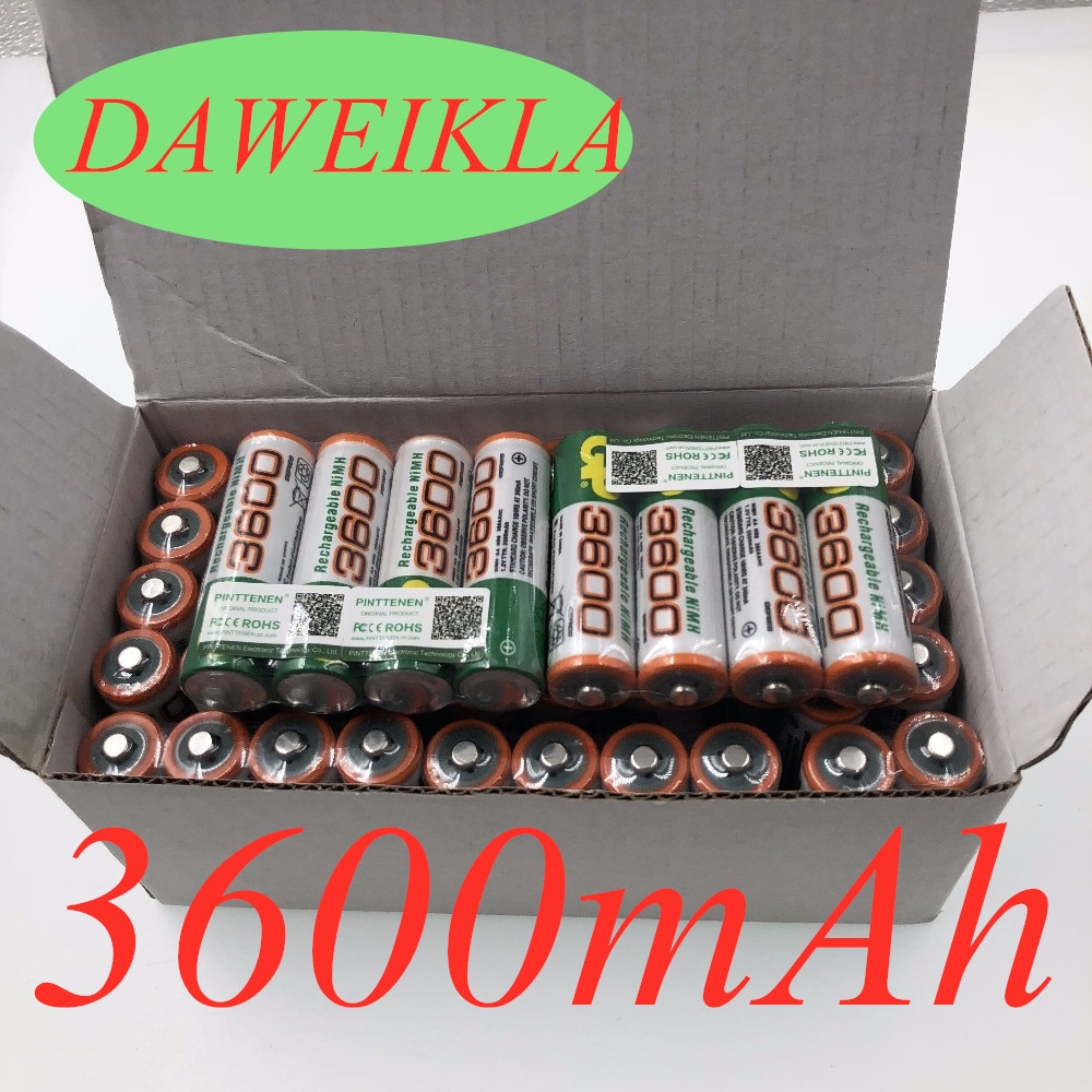 4 ~ 20 Pcs 100% Oplaadbare Aa 3600 Aa Ni-Mh 1.2V 3600 Mah Ni-Mh 2A Oplaadbare Batterij Oplaadbare batterijen Voor Camera