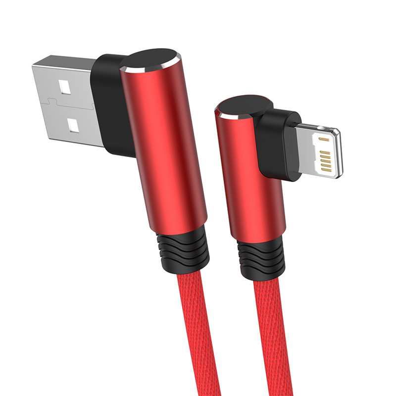thumbnail image 2 of Heavy Duty 90 Degree USB Fast Charging Cable For IPhone 14-6 (3/6/10FT, Nylon Braided) 2 of 4