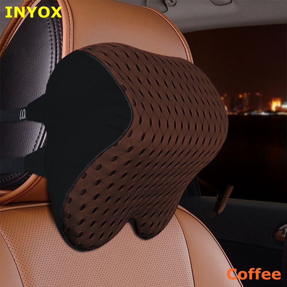 L2w hukommelse bomuldsskum bil auto nakkestøtte nakkestøtte sæde støtte til hovedpude rejse støtte pude stof blød stol sikkerhed: L2w- kaffe