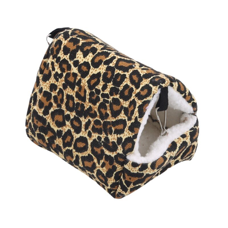 Maison suspendue en polaire, petit animal domestique, voile de sucre, écureuil, cage à cochon d&#39;inde, nouvelle , lit de couchage, hamac pour Hamster: Leopard Print / L 17X15X15cm