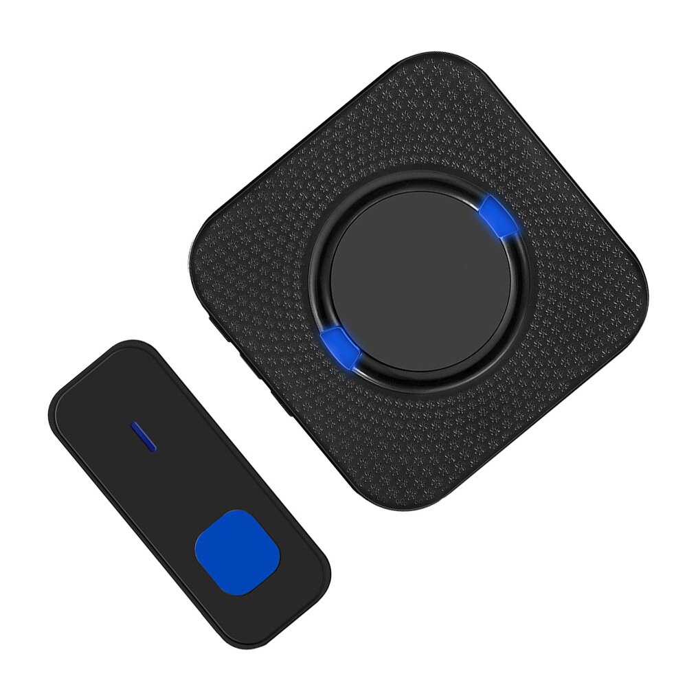 Wireless Doorbell Electronic Door Bell with 55 Tune Song Smart Shop Business Welcome Anti-Theft Device with Plug (Black