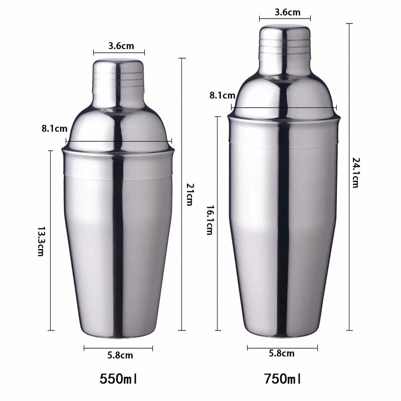 5Pcs Stainless Steel Cocktail Maker Shaker Mixer Drink Making Kitchen Bar: 750ml