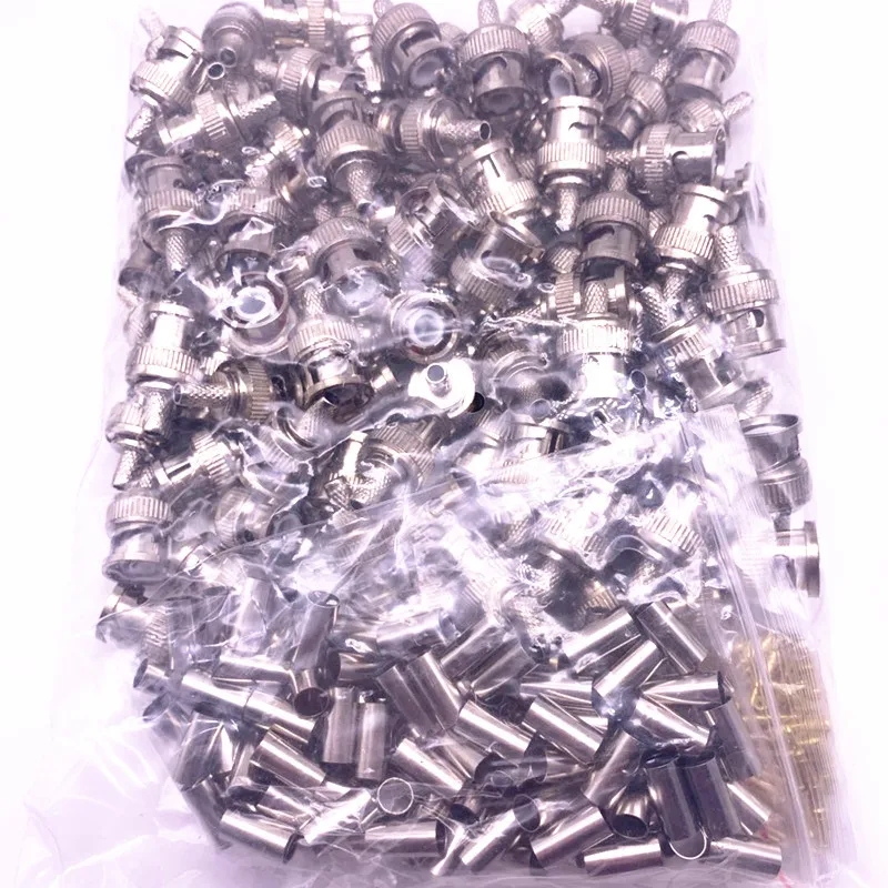 100 stücke BNC RG58 RG59 RG60 Stecker crimpen Anschlüsse für CCTV Kamera Verbinden Anpwoo BNC Kommunikation Konverter sicherheit IPC