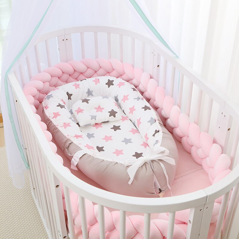 Portable Baby Crib Baby Bed Portable Newborns Bed Cot Baby Nest Cotton Children's Bed Portable Crib Folding Bed for Newborns: 6