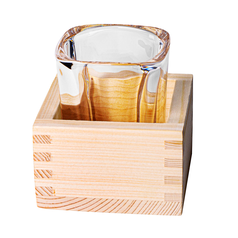 impostato di bicchieri quadrati in legno giapponese da 60ml con tazza quadrata in vetro da 60ml
