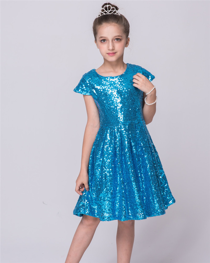 Sequin Short Sleeve Baby Girls Dress Toddler Kids Birthday Party Sparkle Glitter Dress Flower Girls Dress Pageant Wedding Dress: 3 / 3T