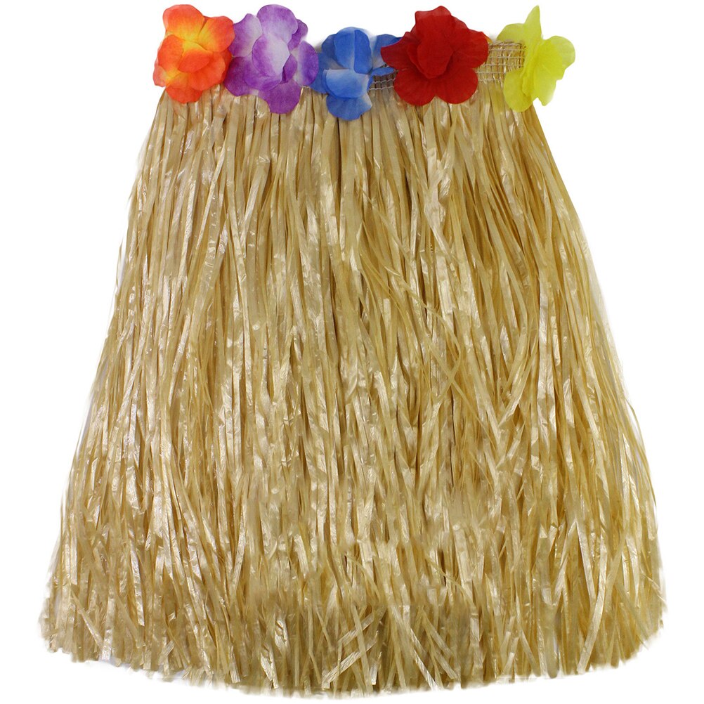 Girls Hula Show Grass Beach Dance Activity Skirt Children 40CM Skirts Wreath Bra Garland Fun Hawaiian Party Supplies: Beige