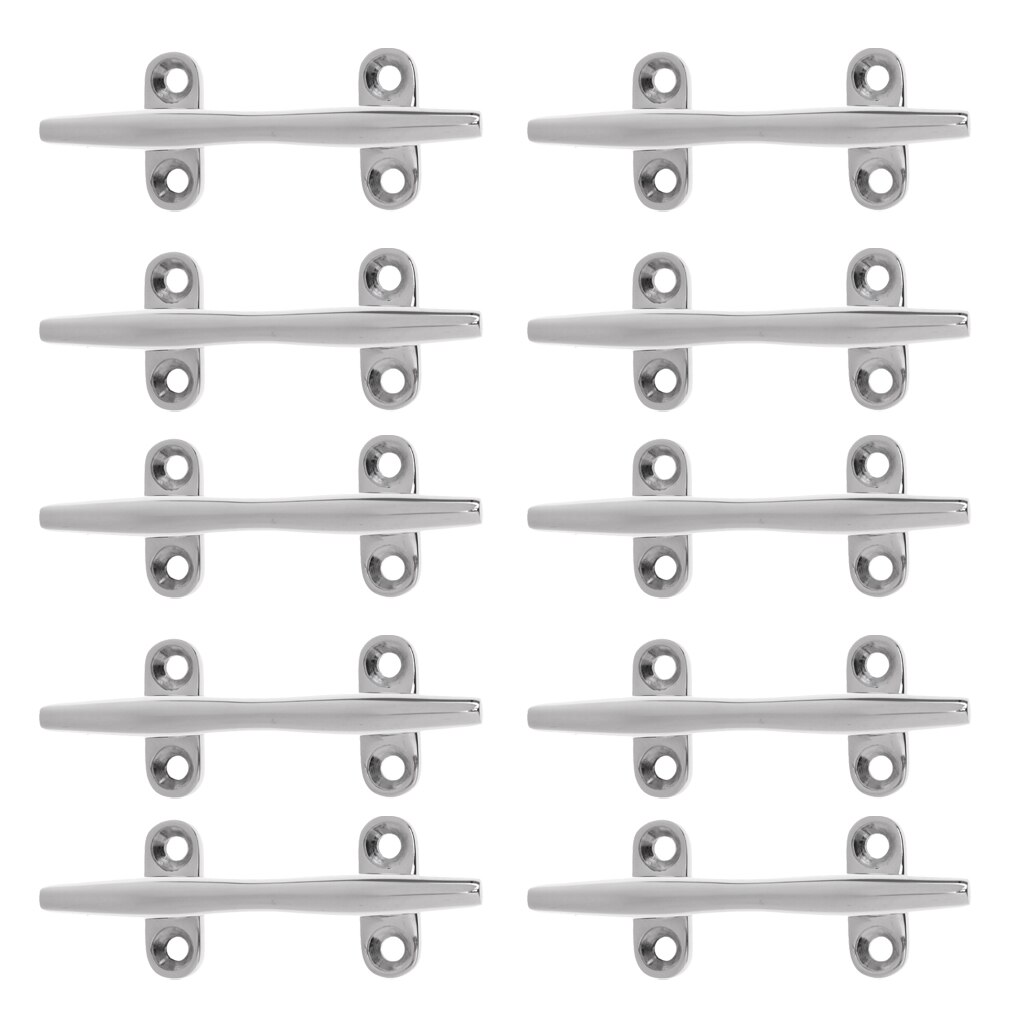 Pair Of Stainless Steel Herreshoff Boat Cleats – Deck Or Dock Line Rope Cleats – 5"