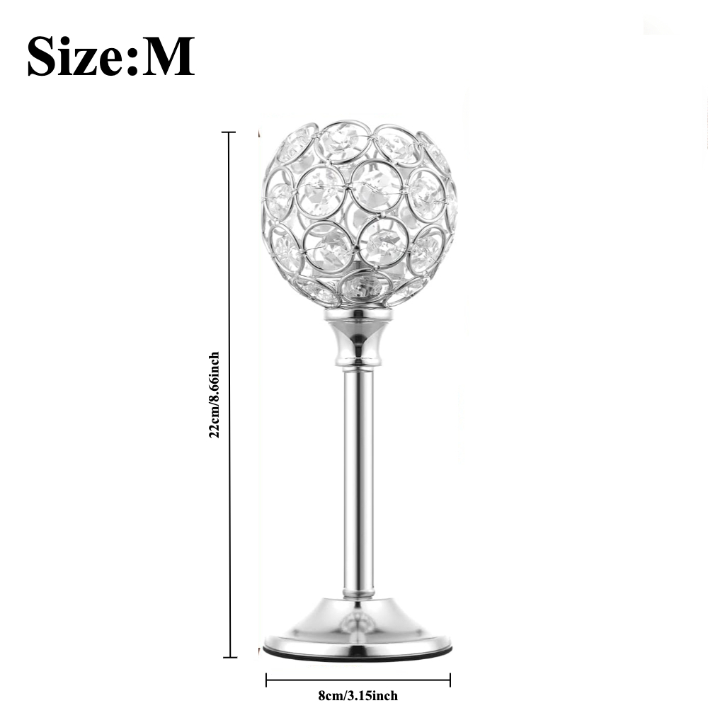 Bougeoirs en métal photophore en cristal moderne, 1 pièce, décor d'église pour fête de mariage, centres de Table à manger, décoration de chandelier: Argent