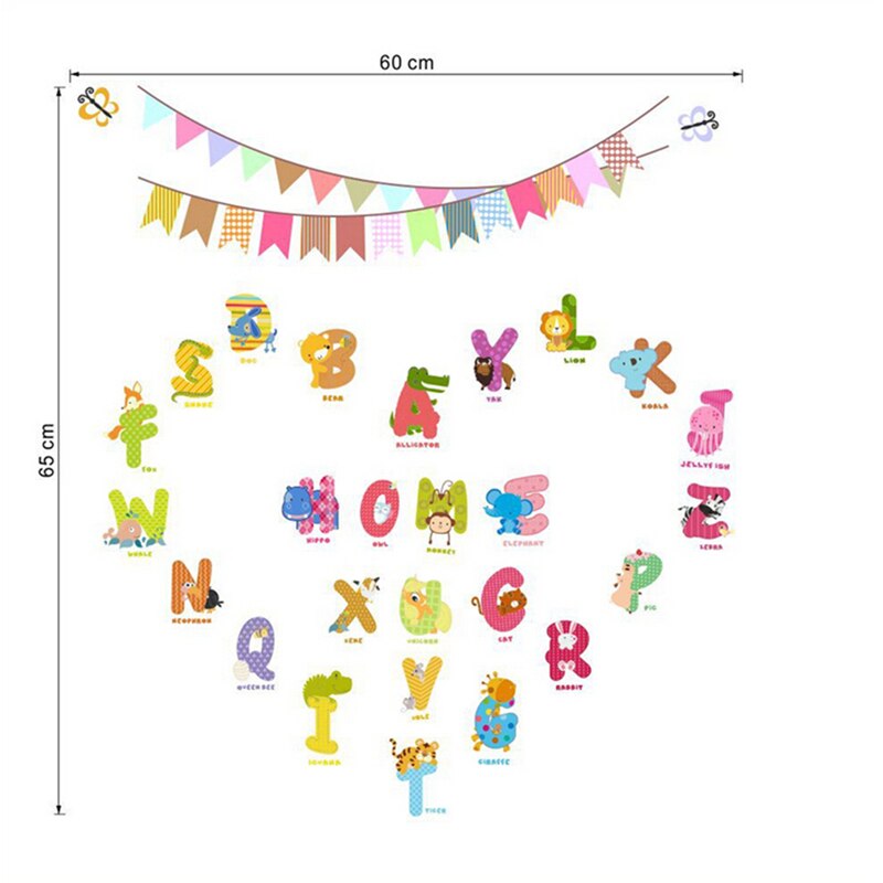 A-Z Alfabet & Dieren Letters Engels Vinyl Mural Muurstickers Decals Kwekerij Kinderkamer Decor Voor Muur Home Decoratie