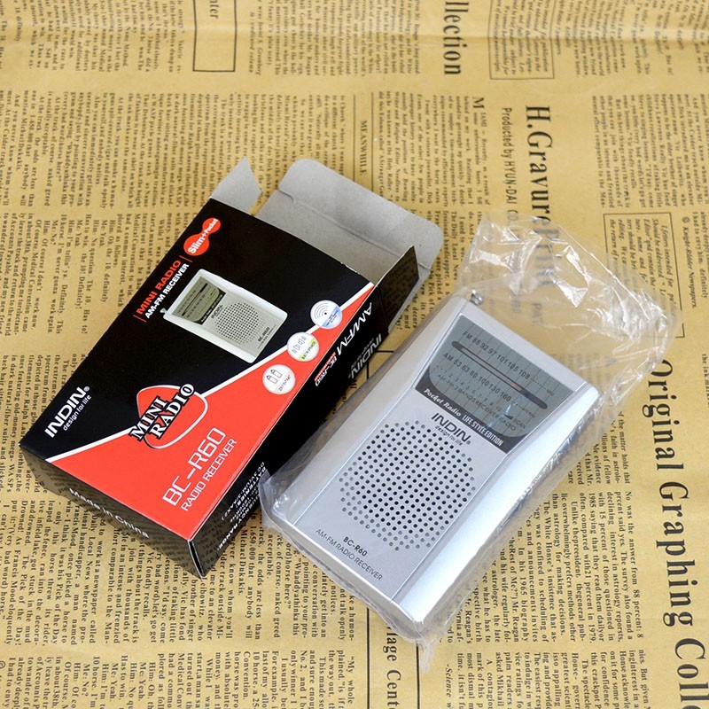 Radio de bolsillo con antena telescópica para exteriores, Mini receptor de Radio AM/FM, altavoz de 3,5mm, auricular incorporado, BC-R60