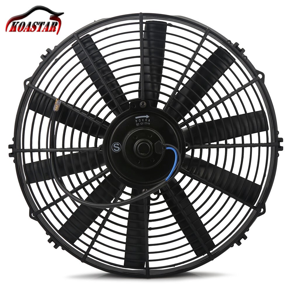 Universal 8" 10" 12" 14" Slim Electric Pull Push Fan /Motor Engine Radiator Oil Cooler Cooling Fan 12V 80W Straight Blades