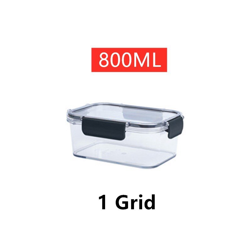 Dividable Lunch Box With Lid Refrigerator Compartment Storage Box Fruit And Vegetable Bento Box Transparent Fresh-keeping Box: 800ML 1 Grid