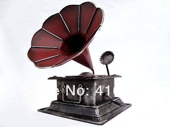 Vintage -tyylinen levysoitin prop käsintehty retro cd -kone lelu metalli cd -soitin muisti vanhojen aikojen koristelu kaupasta ja kodista  m1115