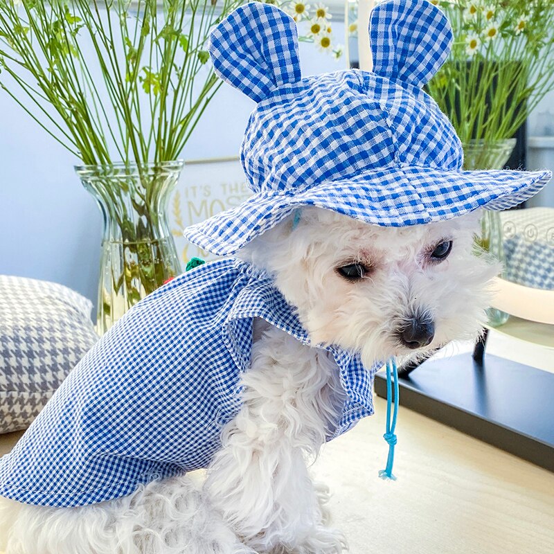 PETCIRCLE Dog Clothes Product Plaid Color Sun Hat For Small Dog Puppy Pet Cat All Season Pet Cute Costume Pet Clothes Cool Hat