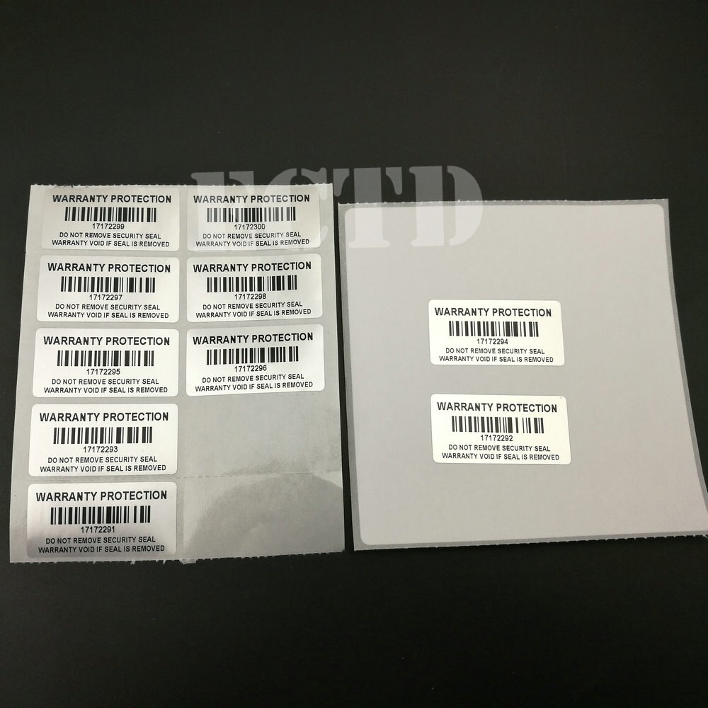 100pcs Silver Warranty Protection void SECURITY SEAL Sticker 40mm x 20mm With Barcode Serial Number