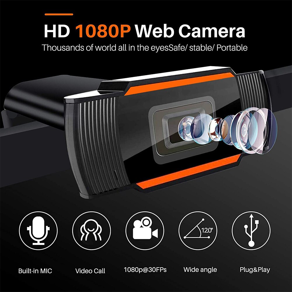 1080P Webcam USB 2.0 PC Camera HD Video Record Webcam Web Camera With MIC For Computer For PC Laptop 720P 480P Webcam