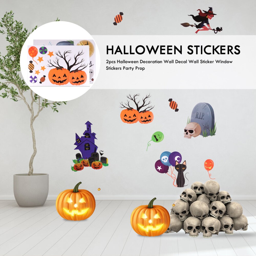 2 stuks halloween decoratie muurstickers raamstickers feestrekwisieten