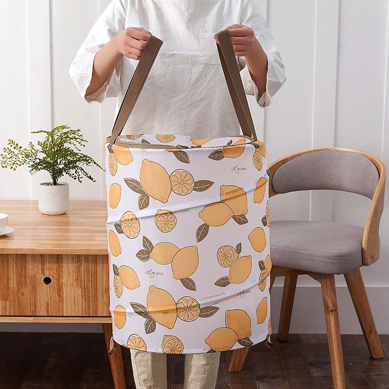 Folding Storage Basket Dirty Clothes Basket Oxford With Zipper Cover Clothing Toy Organizer LaundryBasket Home Storage Bucket